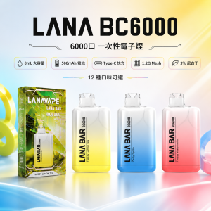 LANA 納拉 BC 一次性電子煙｜約6000口｜12種口味｜Type-C可充電