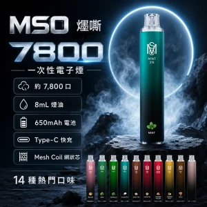 MSO 爅嘶（台灣品牌） MSO 爅嘶 7800口 一次性電子煙｜8mL 煙油｜14種口味｜Type-C可充電
